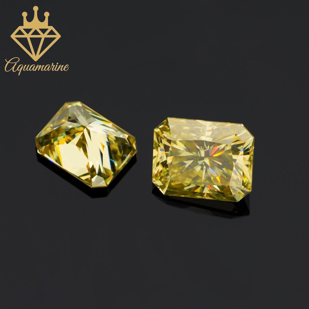 Kim cương nhân tạo Moissanite Radiant vàng vivid