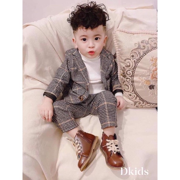 Set bộ quần áo bé trai 3 chi tiết lịch sự mặc đi chơi tết đi tiệc mùa thu đông lẻ size