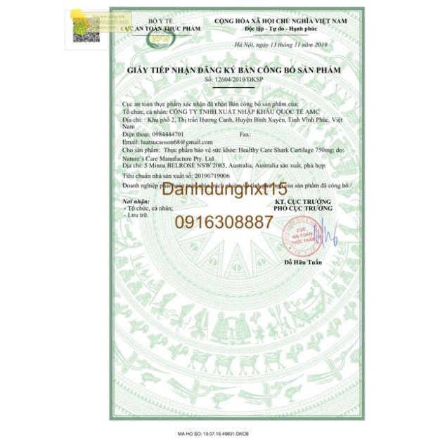 SỤN VI CÁ MẬP - HEALTHY CARE SHARK CARTILAGE 750MG