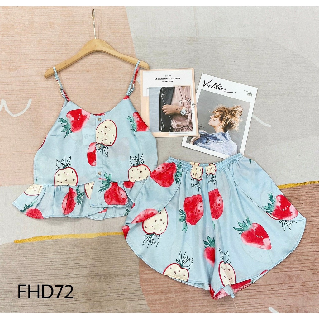 Đồ Ngủ Pijama Lụa Satin Tay Ngắn Quần Ngắn Siêu Xinh, Mềm Mịn, Độc Lạ Khó Tìm, Sang Chảnh Hàn Quốc
