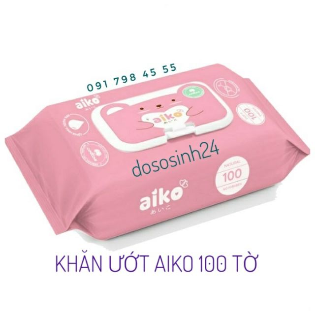 [4 tặng 1] Khăn ướt Aiko cho bé (100 tờ)