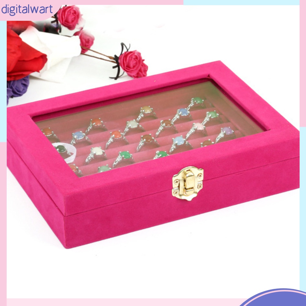 Khay Đựng Trang Sức Bằng Nhung Có Nắp Kính Tiện Dụng