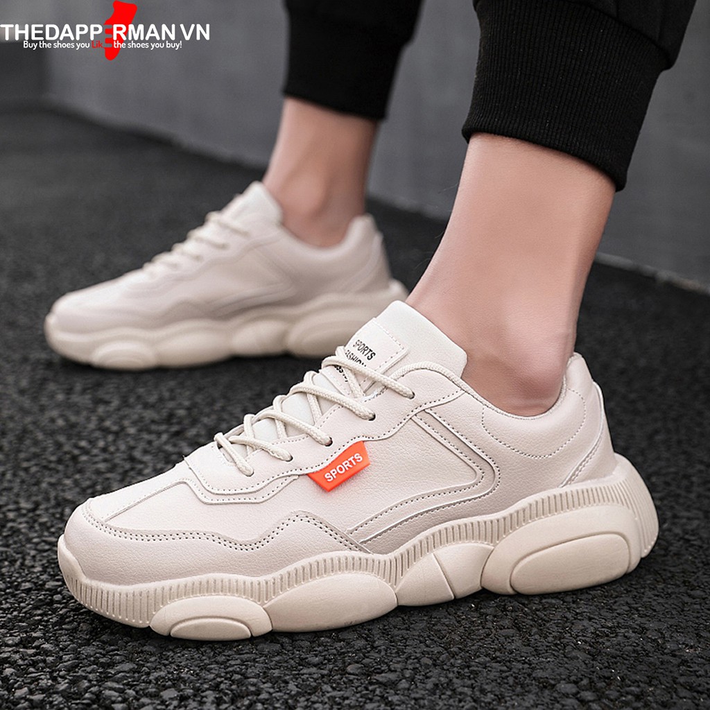 Giày nam thể thao sneaker THEDAPPERMAN XXD001 chất liệu da, đế cao su nhiệt dẻo, êm chân, chống trơn trượt, màu kem