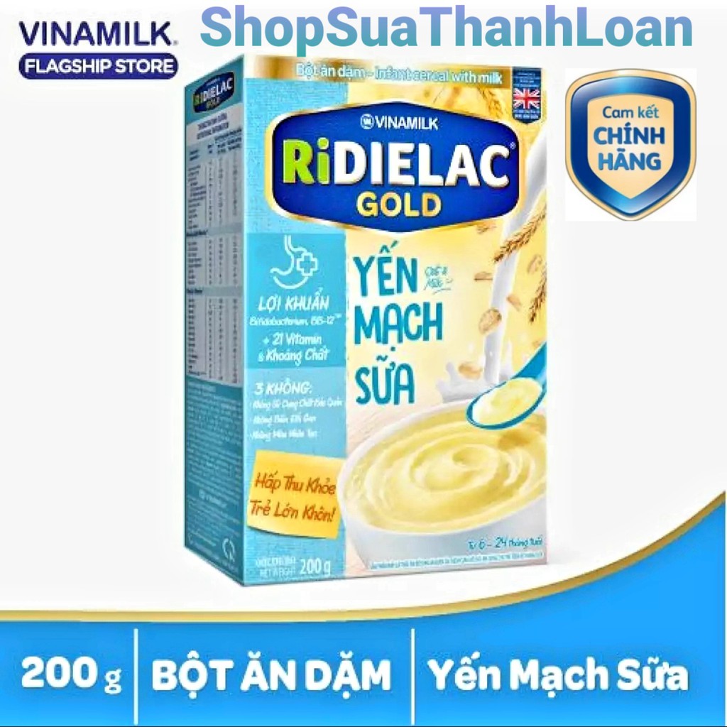 [HSD T5-2023] BỘT ĂN DẶM RIDIELAC GOLD YẾN MẠCH SỮA - HỘP GIẤY 200G