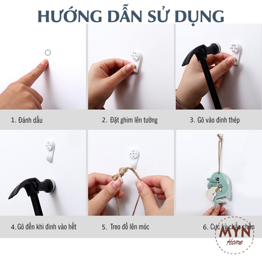 Đinh ba chân, đinh treo ảnh, đinh đóng tường không cần khoan tường (nhiều cỡ)