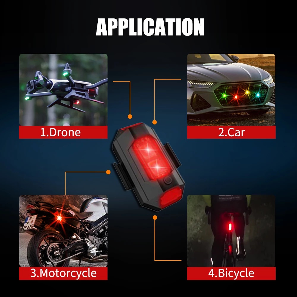 1 Bộ Đèn Cảnh Báo An Toàn Không Dây Điều Khiển Từ Xa 7 Màu Cho Xe Hơi / Xe Máy