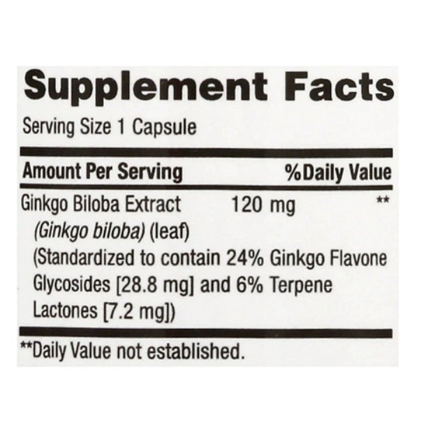 [DATE 7/2024] Finest Nutrition Ginkgo Biloba 120 mg Capsules 100 VIÊN