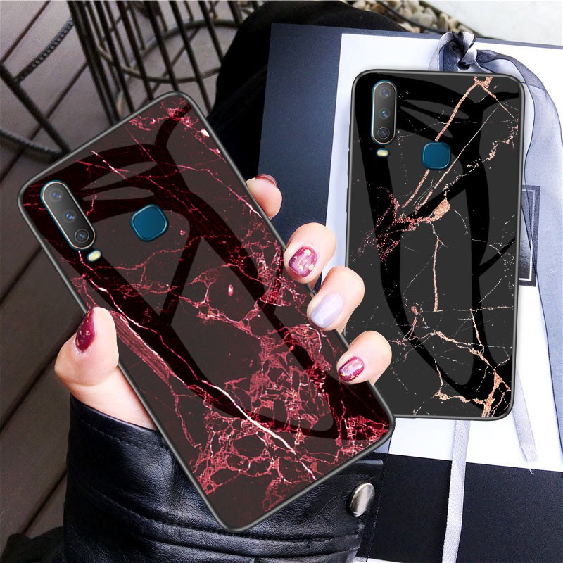 Toughened glass Marble Case For VIVO V11 V15 pro V11i Z3i X20 plus IQOO NEO Z5X Cover Casing