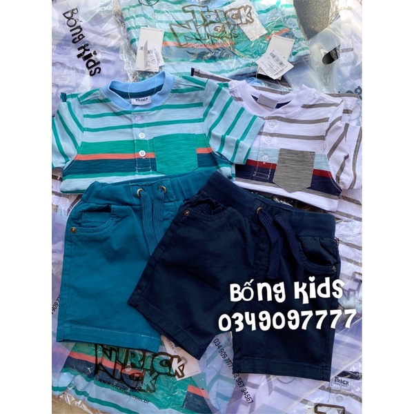 Bộ Hè Bé Trai Kẻ Ngang Túi Ngực TrickNick