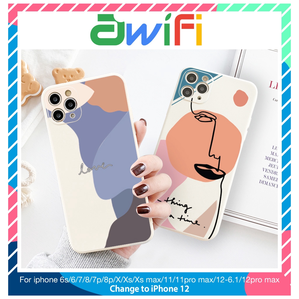 Ốp lưng iphone vuông màu love 6/6plus/6s/6splus/7/7plus/8/8plus/x/xr/xs/11/12/13/pro/max/plus/promax - Awifi V5-10