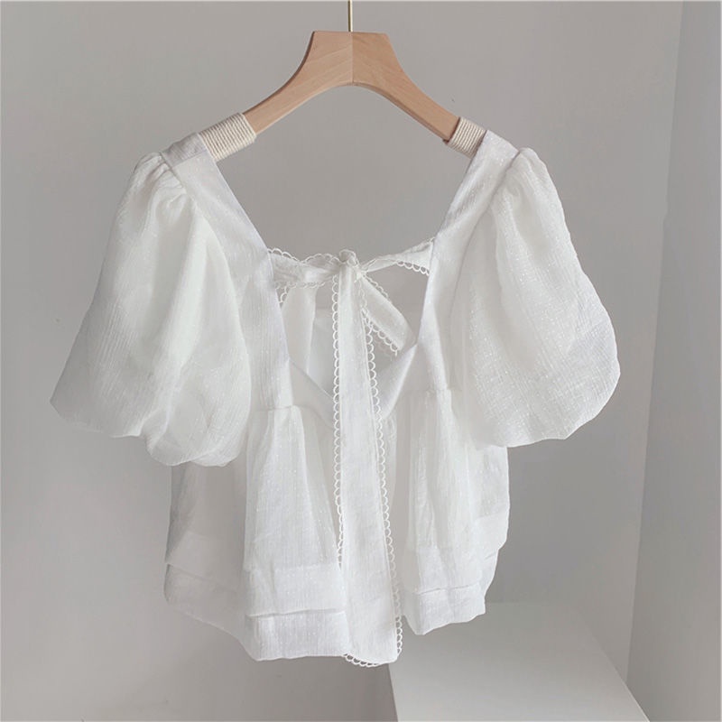 Áo Kiểu Cổ Vuông Tay Phồng Plus Size Thời Trang Mùa Hè Dành Cho Nữ