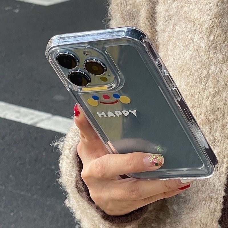 Ốp iphone Space trong suốt Silicon in hình happy dẻo viền vuông 7/8/7plus/8plus/x/xs/XR/xsmax/12/12promax/13/13pro/max