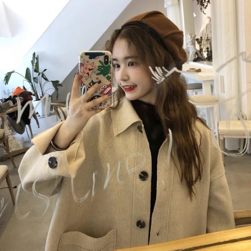 [ảnh thật có sẵn ] áo dạ len ulzzang style Hàn