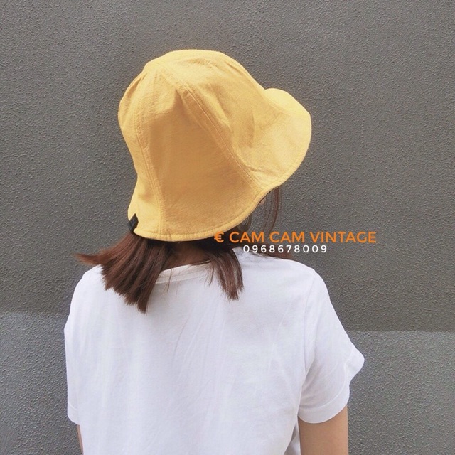 MŨ BUCKET VÀNG ĐỘI HAI MẶT ĐỘI 2 KIỂU ( 1 MẶT CARO + 1 MẶT MÀU ) ĐÁNG YÊU