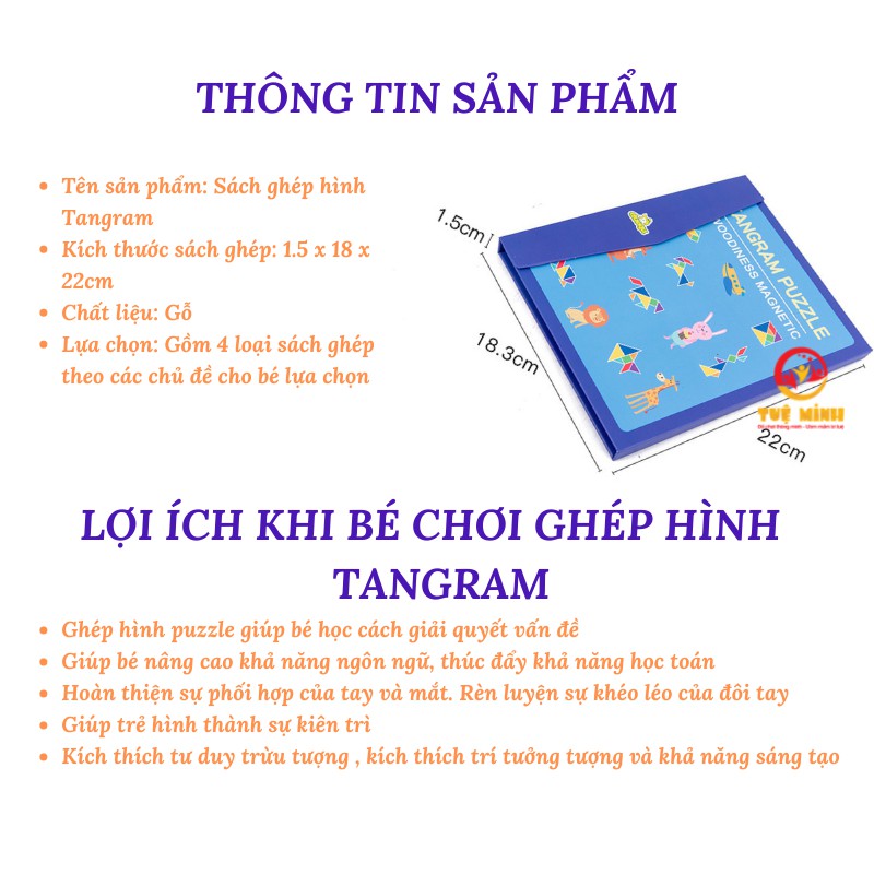 Đồ Chơi Xếp Hình Gỗ Tư Duy Tangram Tuệ Minh – Sách Ghép Hình Trí Uẩn Giúp Bé Luyện Khả Năng Học Toán Và Ngôn Ngữ