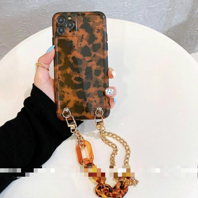 Ốp Điện Thoại Màu Hổ Phách Phối Dây Xích Cho Iphone 12 Apple 11pro Max Xr / Xs 7 / 8p | BigBuy360 - bigbuy360.vn