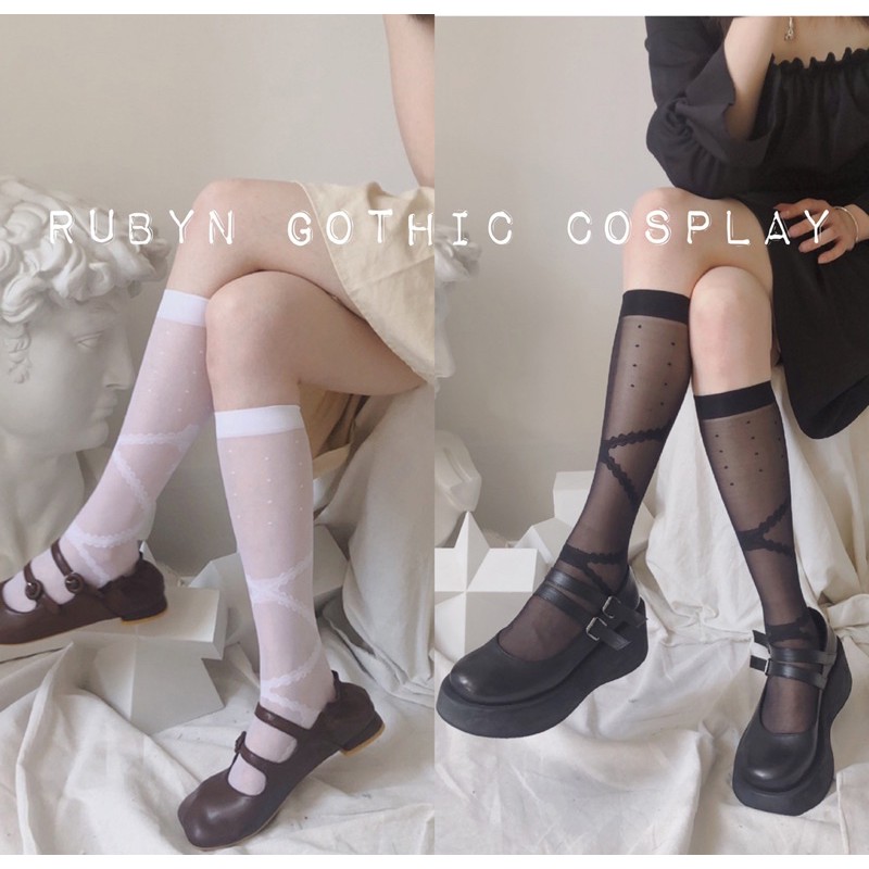 Tất bắp chân cosplay lolita phong cách gothic, tất cosplay ( hàng quảng châu ) ren03