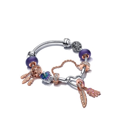 Pandora Vòng Đeo Tay Chuỗi Xương Rắn Có Khóa Trái Tim