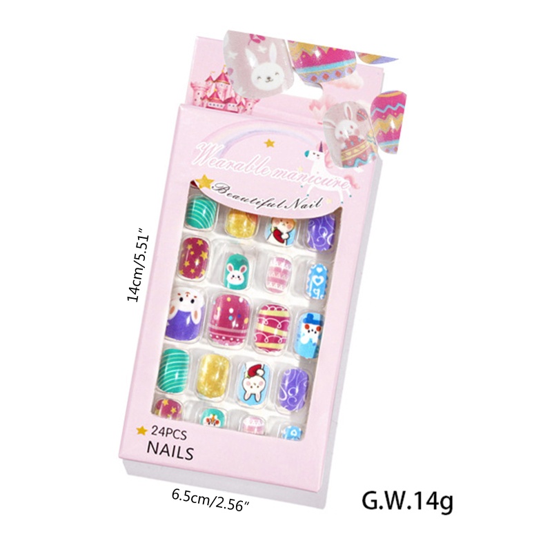 Youyo Móng Tay Giả Tự Dính Hình Thỏ Phục Sinh Dễ Thương Cho Bé