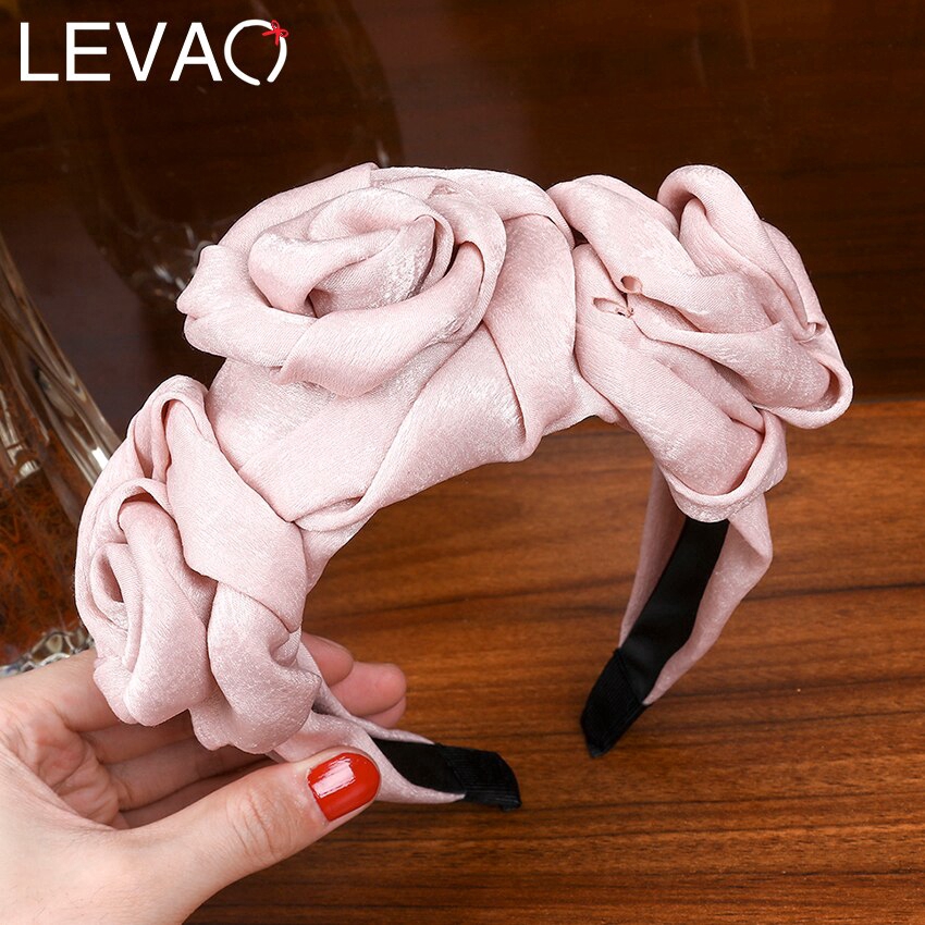 Băng đô satin 3 hoa hồng lụa thủ công cho nữ