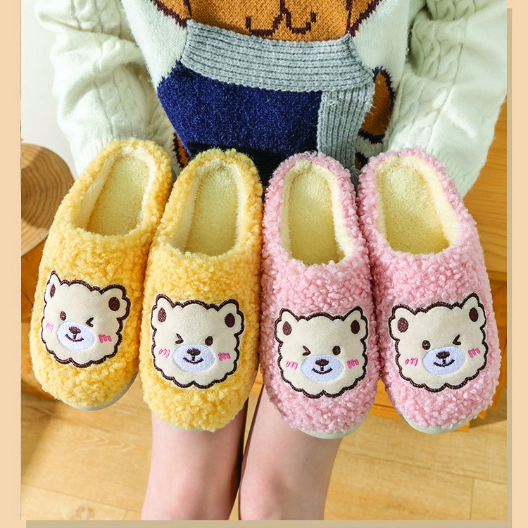 Dép bông, dép lông đi trong nhà nữ nam mùa đông quai ngang hình thú cute đế cao su TINZ|Mã Lgau