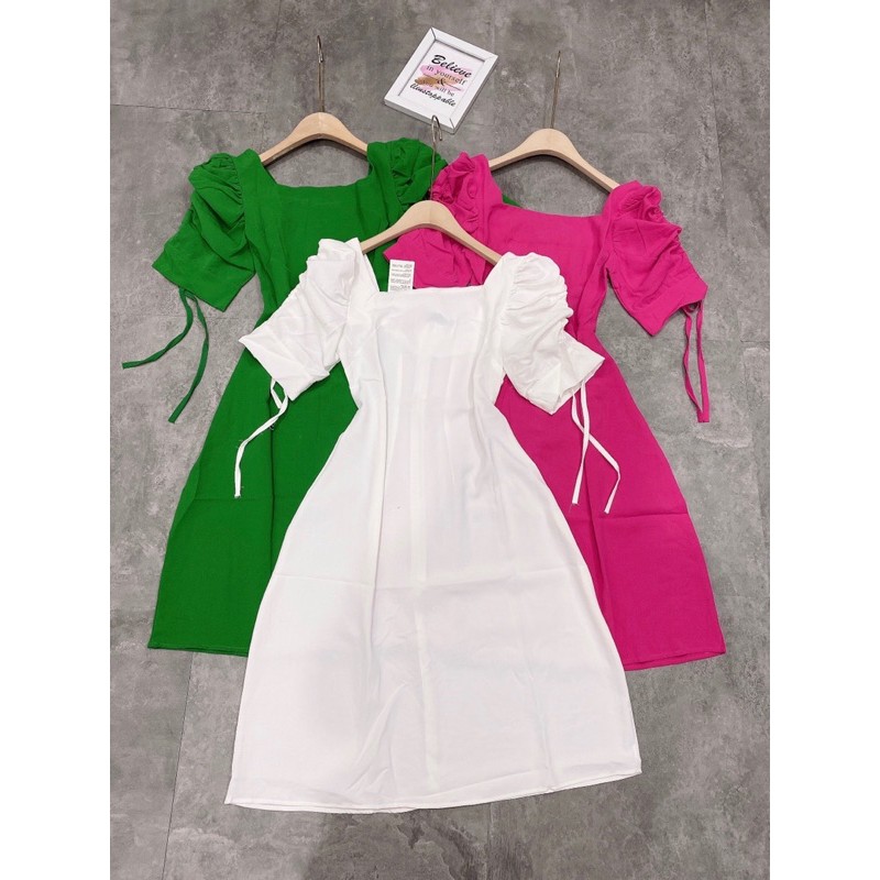 [Giá Sốc] Váy Nữ Tay Nhún 3 Màu Dáng Suông, Đầm Nữ Dáng Suông Chất Đũi Mềm Mịn Thoải Mái (Có Ảnh Thật Kèm Video) | BigBuy360 - bigbuy360.vn