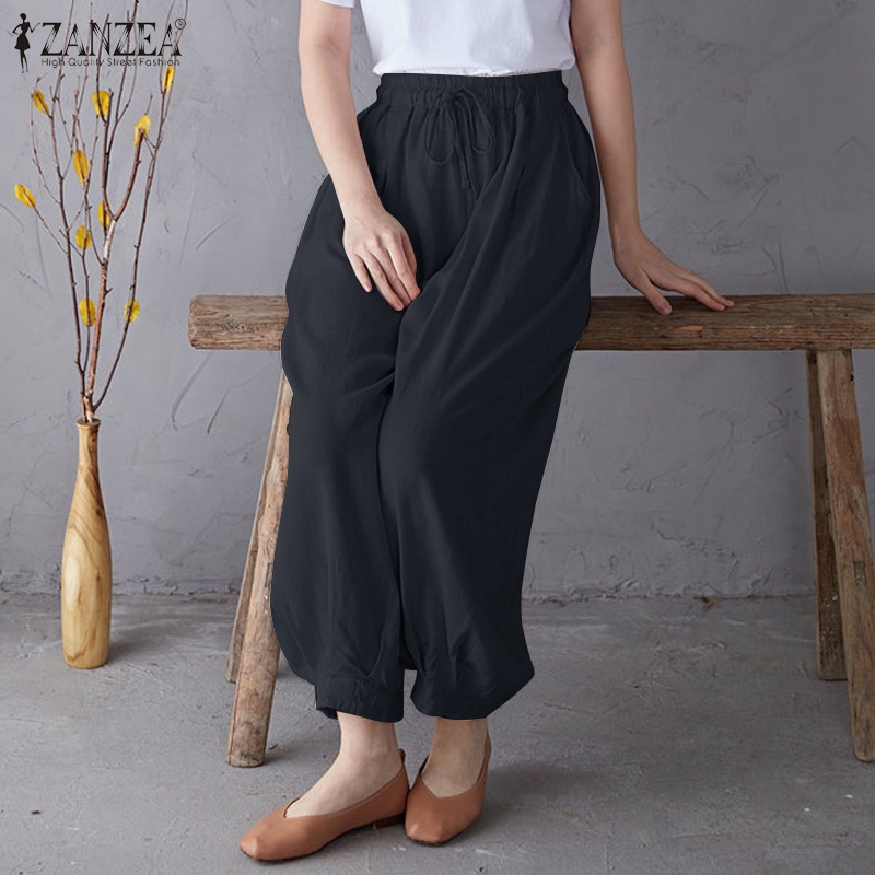 Quần dài ZANZEA ống rộng lưng thun năng động cho nữ