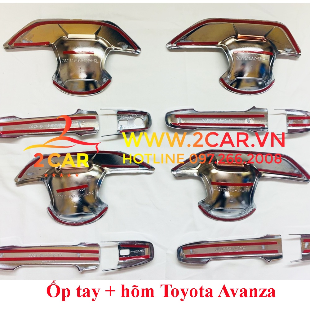 Ốp Tay nắm, Hõm Cửa Xe TOYOTA AVANZA 2022 2023 Mạ Crom cao cấp
