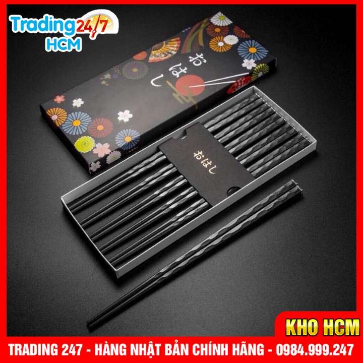 [Hỏa tốc HCM] Set 5 Đôi Đũa Chống Trơn Chống Nấm Mốc Cao Cấp NỘI ĐỊA NHẬT BẢN