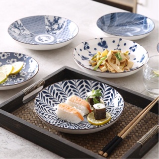 ĐĨA GỐM SỨ MEN XANH PHONG CÁCH NHẬT BẢN