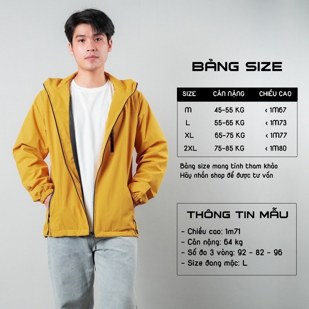 Áo Khoác Gió Thời Trang Chống Nước Hai Lớp Lót Lưới Unisex