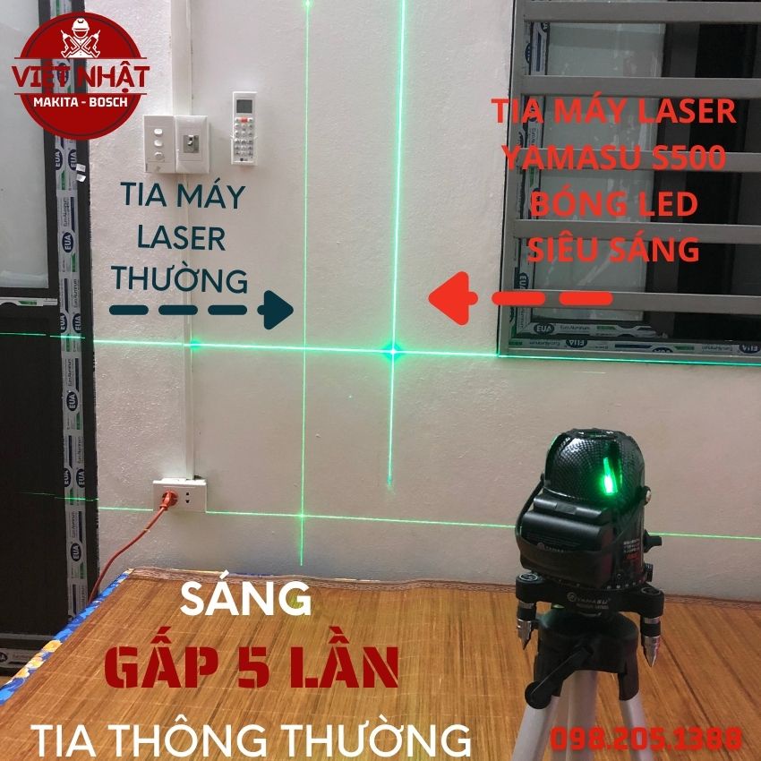 Máy bắn cốt, cân bằng laser YAMASU 606 phím cảm ứng, 5 tia xanh siêu mảnh, pin cài dung lượng 4400mah