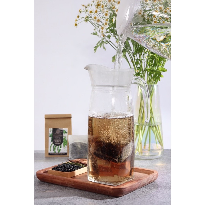 Trà Đậu Đen Xanh Lòng - Cỏ Ngọt - Hà Thủ Ô, combo giá tốt hủ 600g + túi 500g (coa túi lọc) + túi 100g