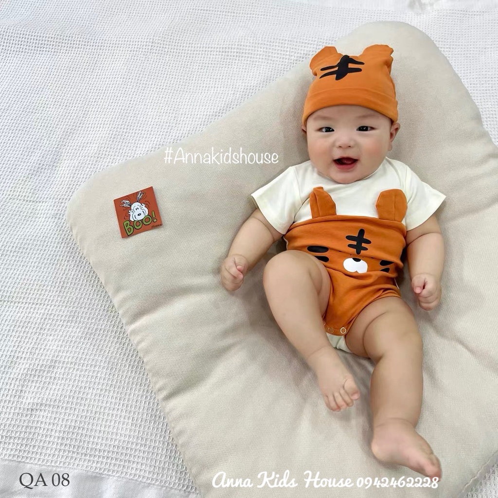 QA 08: Bộ body hổ kèm mũ ngắn tay cực xinh cho bé