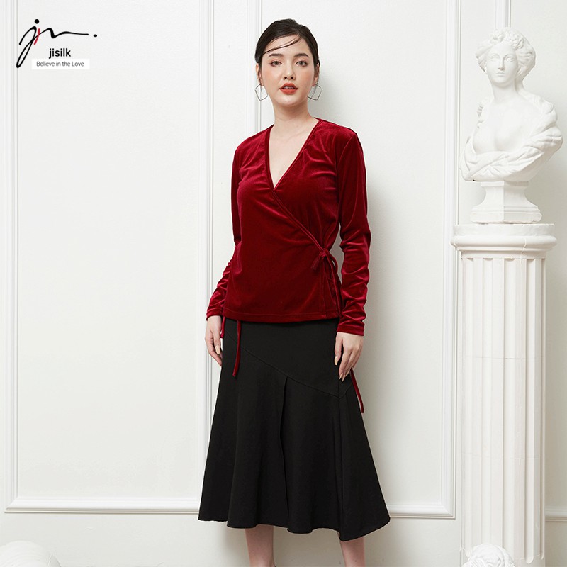 Áo Thu Đông Nữ Nhung Công Sở, Áo Dài Tay Kiểu Thiết Kế Kimono N.AK2-02 - jisilk | BigBuy360 - bigbuy360.vn