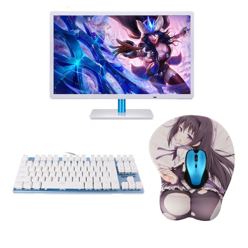 Tấm lót chuột có chỗ kê cổ tay hình anime 3D bằng silicon