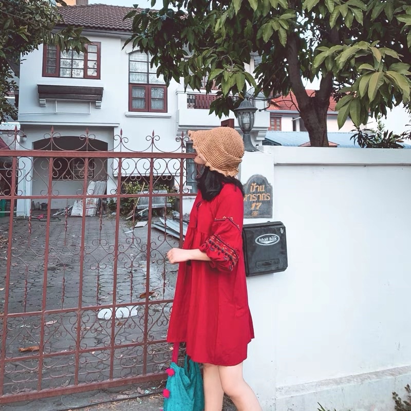 Đầm Baby thêu hoa thổ cẩm dáng ngắn Mã 369 Hàng Sẵn