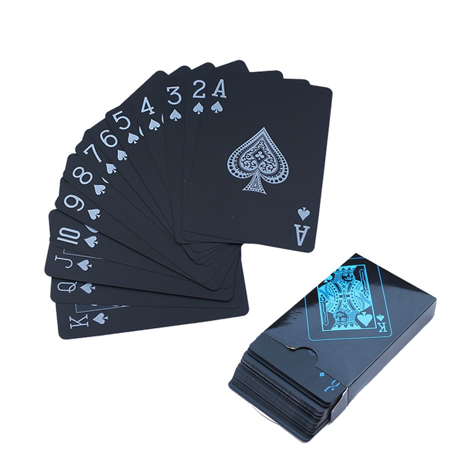 Bộ bài Poker bằng nhựa PVC màu đen và đỏ bạc