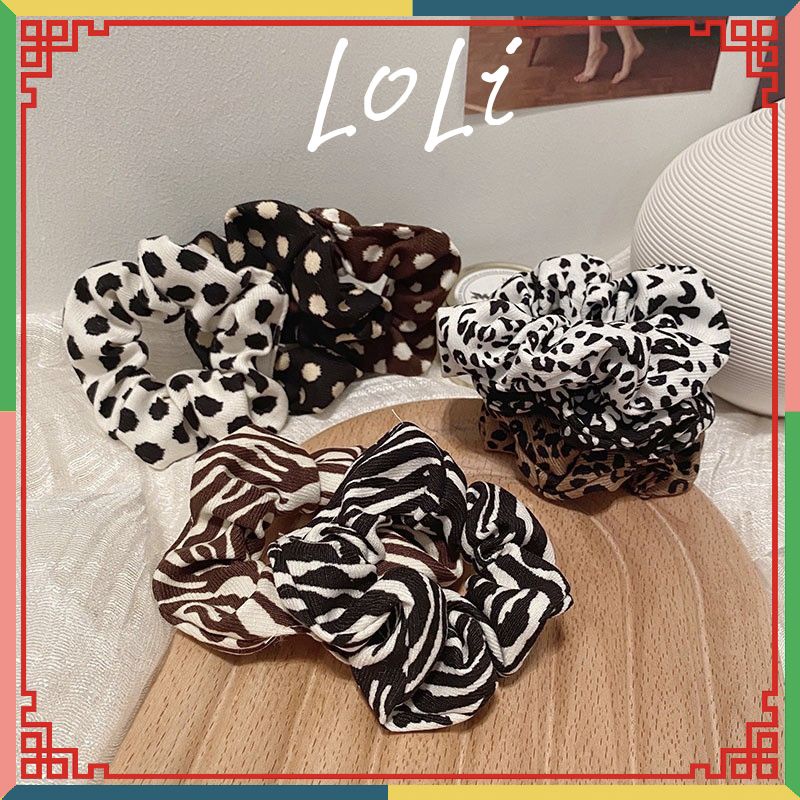 Dây cột tóc scrunchies họa tiết bò sữa, da beo thời trang nữ