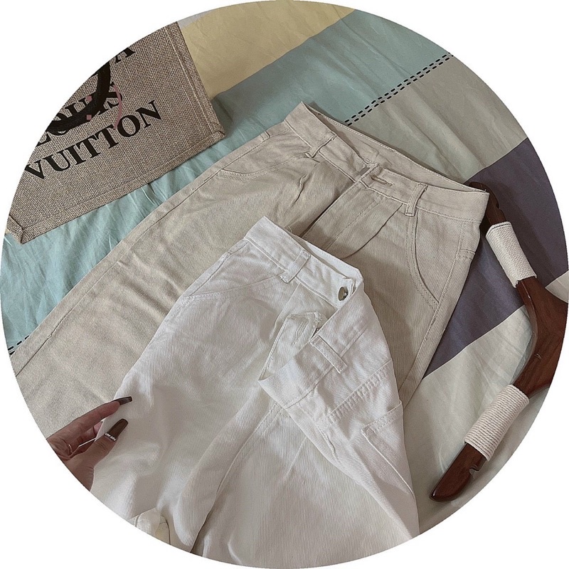 Quần baggy kaki basic màu trắng, kem đi học, đi làm, đi chơi Sun Fashion