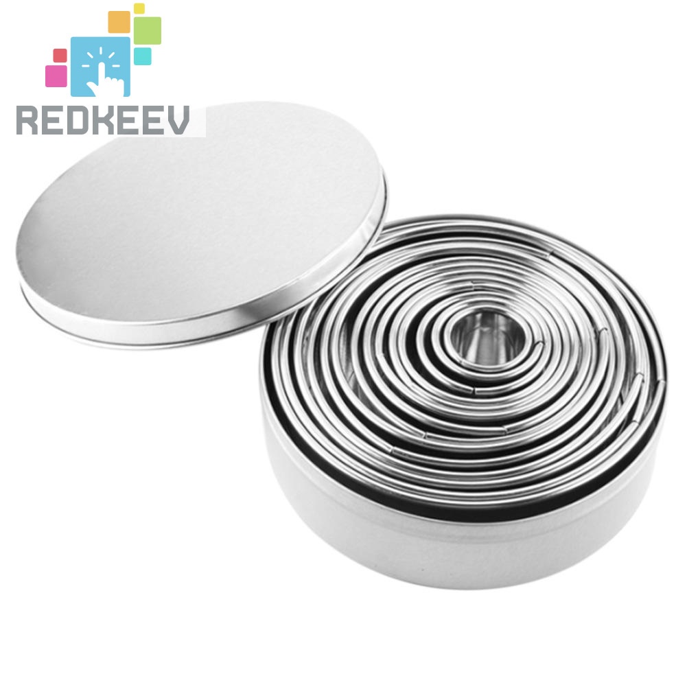 Bộ 14 khuôn làm bánh xếp hình tròn bằng thép không gỉ