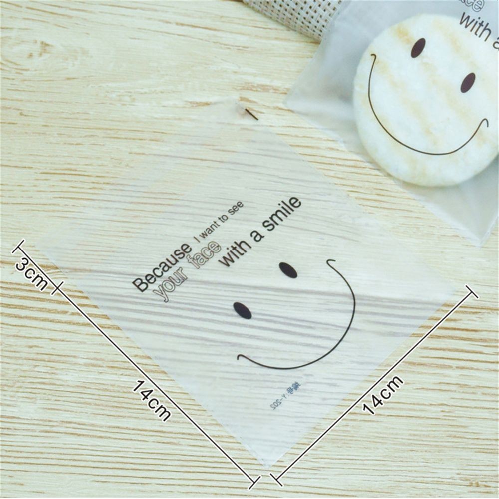 100 Túi Nylon Dán Mặt Cười Đựng Bánh Kẹo
