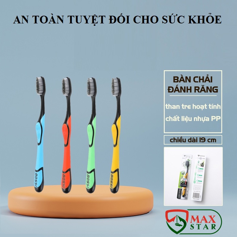 Bàn chải đánh răng Hàn Quốc Bossi than tre hoạt tính chống vi khuẩn siêu sạch ( màu ngẫu nhiên )