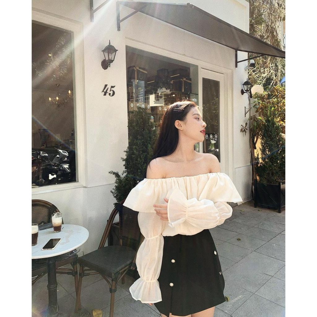 Áo bigsize trễ vai tay dài bánh bèo xinh xắn  HN0523