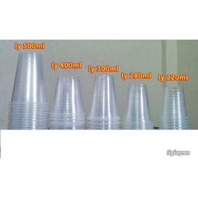 50 cốc nhựa dùng 1 lần cỡ nhỏ 125ml và 220ml kèm nắp
