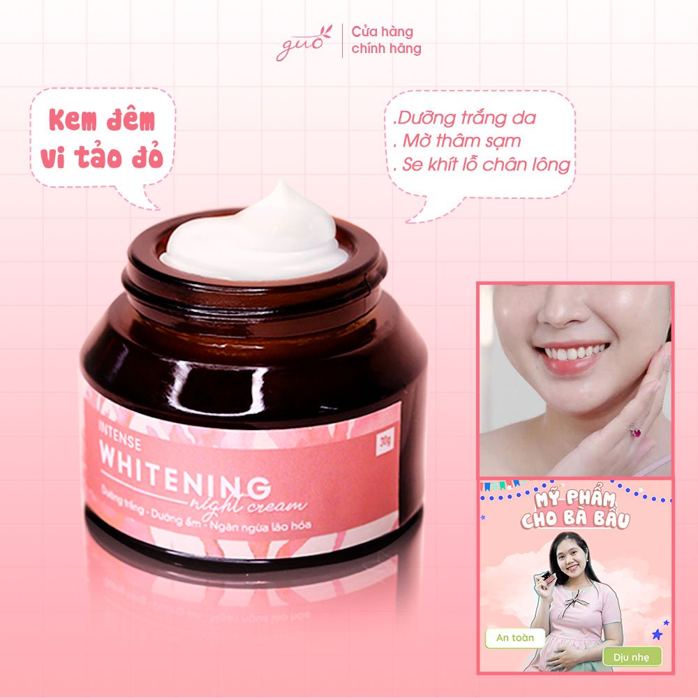 Kem Dưỡng Trắng Da Vi Tảo Đỏ Cho Bà Bầu GUO 30g [Dưỡng trắng da tự nhiên, mờ thâm nám]