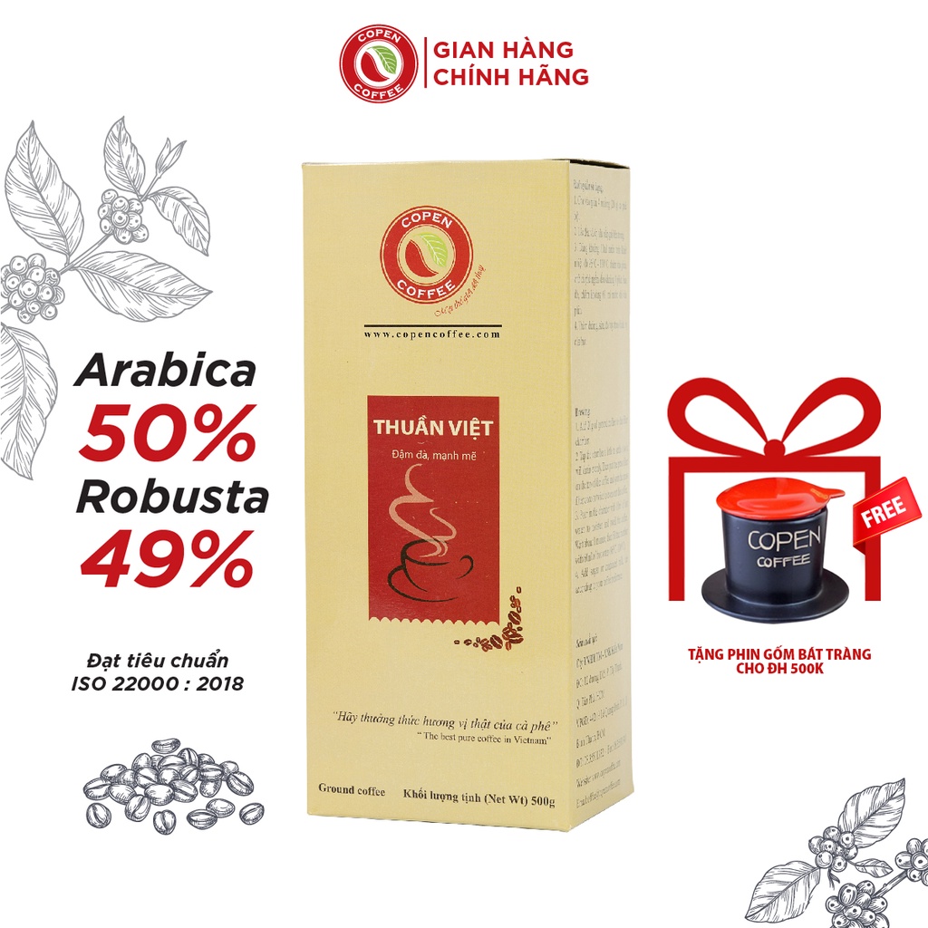 Cà Phê Rang Xay Thuần Việt Copen Coffee_ 500g đắng đậm đà