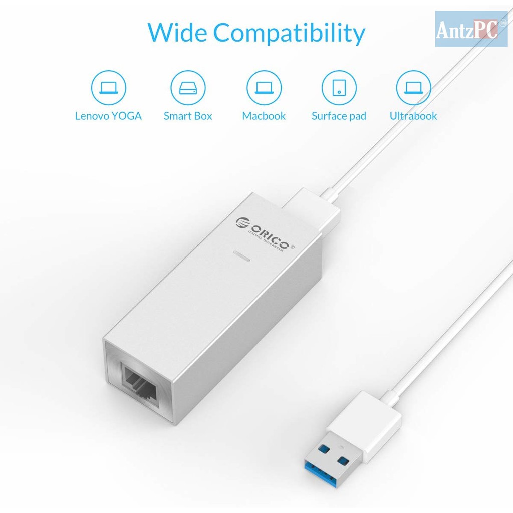 Bộ chuyển đổi LAN ORICO USB 3.0 Type-C sang RJ45 Gigabit Ethernet Adapter hỗ trợ 10/100/1000 Mbps