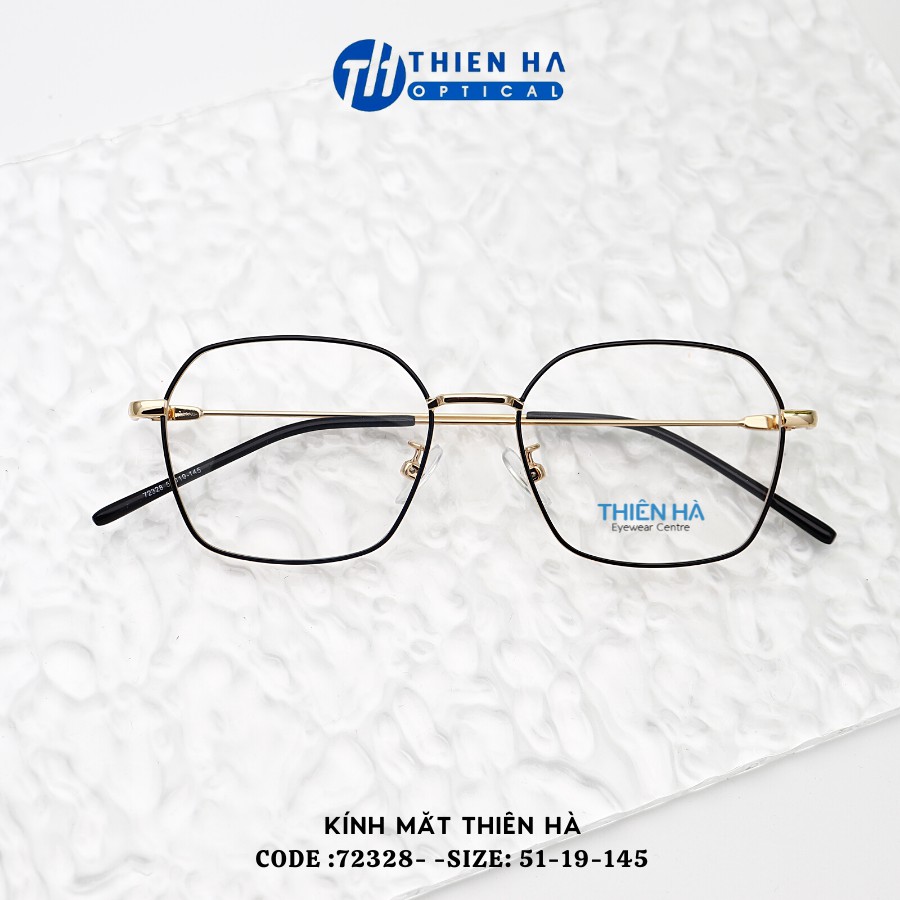 Gọng kính cận nữ kim loại dáng vuông THIÊN HÀ  Optical chất liệu kim loại nhẹ càng mảnh nhiều màu dễ đeo TH72328