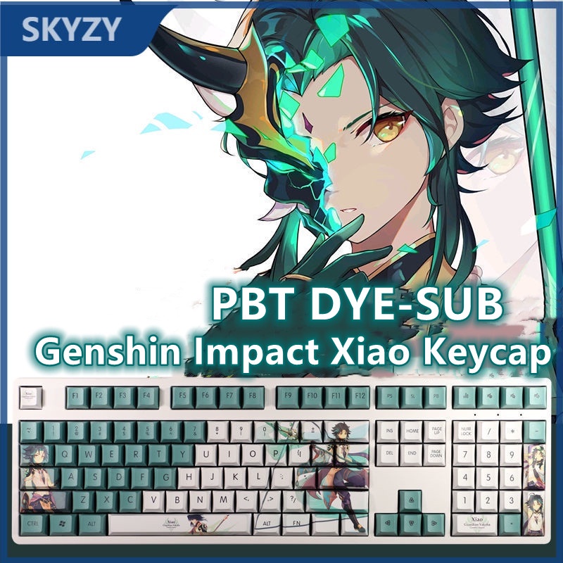 Genshin Impact Keycap Cherry Profile Xiao Theme Keycap Anime Online Game PBT Thuốc nhuộm thăng hoa Bàn phím cơ Keycap 108 Phím
